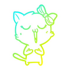 cold gradient line drawing cartoon cat