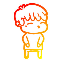 warm gradient line drawing cartoon curious boy