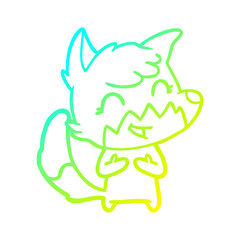 cold gradient line drawing happy cartoon fox