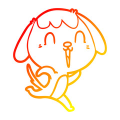 warm gradient line drawing cute cartoon dog crying