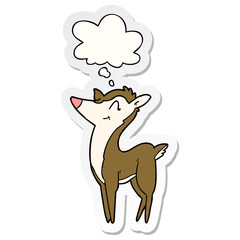 cartoon deer and thought bubble as a printed sticker