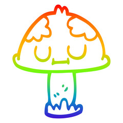 rainbow gradient line drawing cartoon cute mushroom