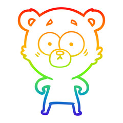 rainbow gradient line drawing surprised bear cartoon