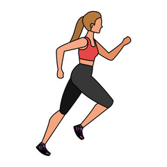 Fototapeta na wymiar young athletic woman running character