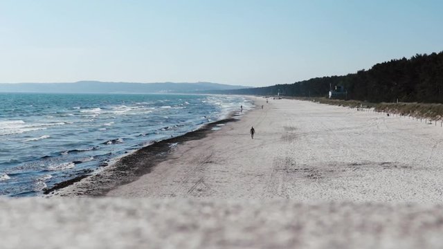 The Prora beach on R&uuml;gen with Binz in the background.