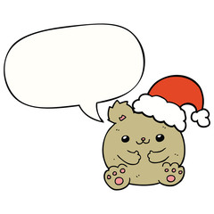 cute cartoon christmas bear and speech bubble