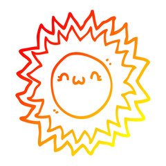 warm gradient line drawing cartoon sun
