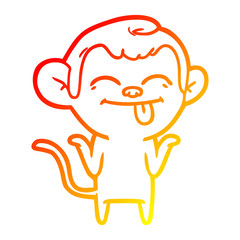 warm gradient line drawing funny cartoon monkey