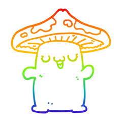 rainbow gradient line drawing cartoon mushroom creature
