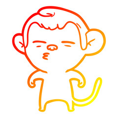 warm gradient line drawing cartoon suspicious monkey