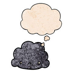 cartoon cloud and thought bubble in grunge texture pattern style