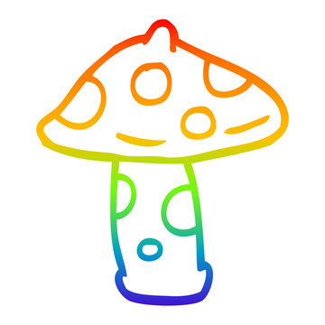 rainbow gradient line drawing cartoon mushroom