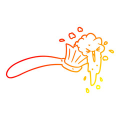 warm gradient line drawing cartoon toothbrush and toothpaste