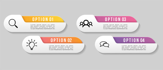 Vector Infographic Design Template with Options Steps and Marketing Icons. Business Data Visualization can be used for info graph, presentations, process, diagrams, annual reports, workflow layout
