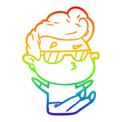 rainbow gradient line drawing cartoon cool guy