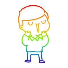rainbow gradient line drawing cartoon happy boy