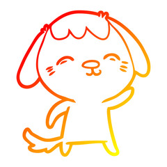 warm gradient line drawing happy cartoon dog