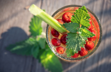 refreshing natural drink top view