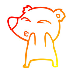 warm gradient line drawing cartoon whistling bear