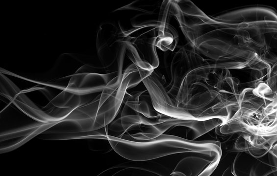 White smoke motion abstract on black background, fire design