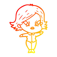 warm gradient line drawing cartoon stressed woman