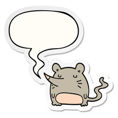 cartoon mouse and speech bubble sticker