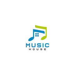 Music House Logo Design Abstract Flat Style