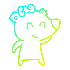 cold gradient line drawing female bear cartoon