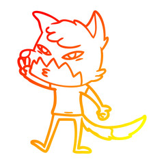warm gradient line drawing clever cartoon fox