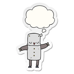 cartoon robot and thought bubble as a printed sticker
