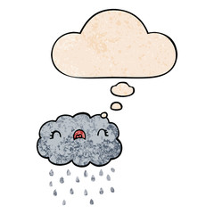 cute cartoon cloud and thought bubble in grunge texture pattern style