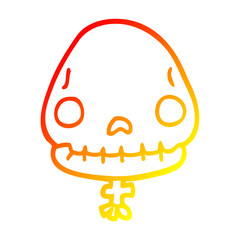 warm gradient line drawing cartoon halloween skull