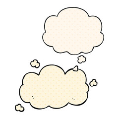cartoon cloud and thought bubble in comic book style