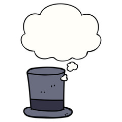 cartoon top hat and thought bubble