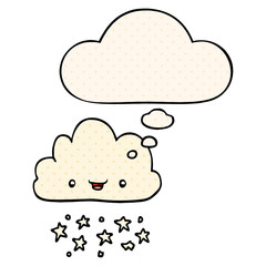 cartoon storm cloud and thought bubble in comic book style