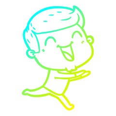 cold gradient line drawing cartoon man laughing