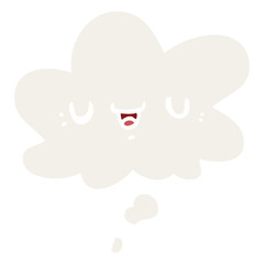 happy cartoon face and thought bubble in retro style