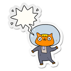 cartoon space cat and speech bubble sticker