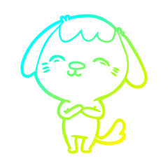 cold gradient line drawing happy cartoon dog