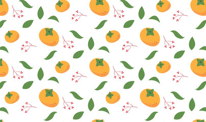 persimmon orange autumn season seamless pattern background