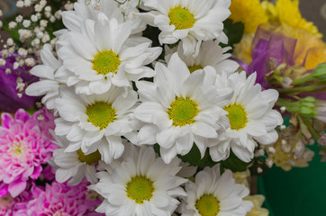 romantic bouquet of white chrysanthemums