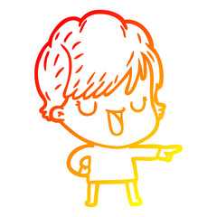 warm gradient line drawing cartoon woman talking