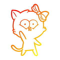 warm gradient line drawing cartoon cat