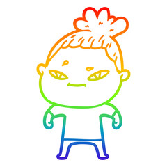 rainbow gradient line drawing cartoon woman