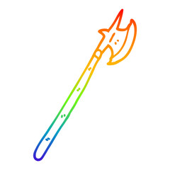 rainbow gradient line drawing cartoon medieval halberd