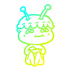 cold gradient line drawing friendly cartoon spaceman
