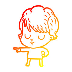 warm gradient line drawing cartoon woman