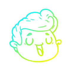 cold gradient line drawing cartoon male face