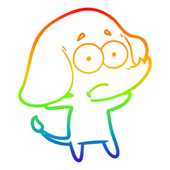 rainbow gradient line drawing cartoon unsure elephant
