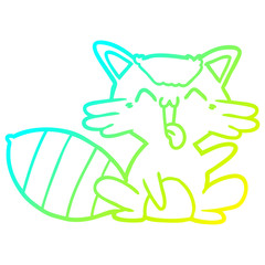 cold gradient line drawing cute cartoon raccoon